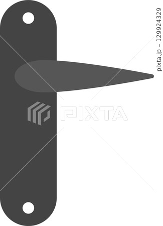 Isolated door handle:  A simple gray door handle with a minimalist, functional design. 129924329