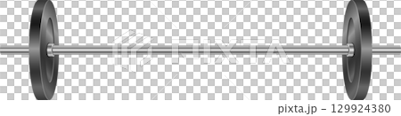 An adjustable weightlifting barbell rests in the black abyss, ready for strength training. 129924380