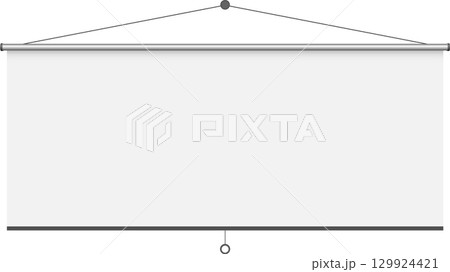 A crisp, retractable projection screen hangs ready, the epitome of blank canvas and potential. 129924421