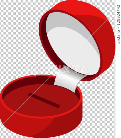 Open, vibrant red jewelry box with white lining, creating anticipation for a special occasion 129924442