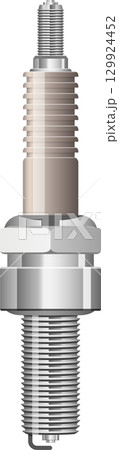 Close-up of a metallic object featuring a threaded top and a hexagonal base. Illustration. 129924452