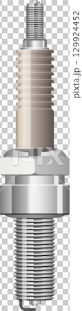 Close-up of a metallic object featuring a threaded top and a hexagonal base. Illustration. 129924452