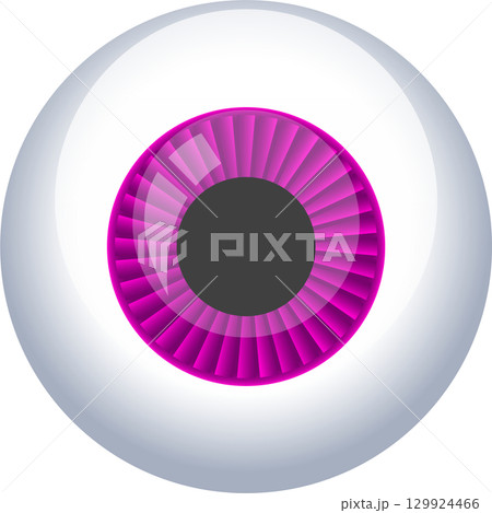 A stylized illustration of a round eye with a magenta iris and a dark gray pupil center. 129924466