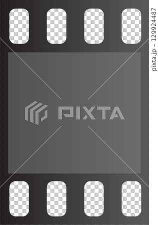 Image shows a film strip with frames for photography, reminiscent of cinema and old movies. Image shows a film strip with frames for photography, reminiscent of cinema and old movies. 129924487