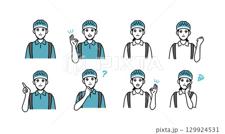 男女のフード配達員のアバターセット 129924531