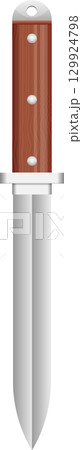 A symmetrical graphic of a knife with a wood handle and a bright, reflective silver blade. A symmetrical graphic of a knife with a wood handle and a bright, reflective silver blade. 129924798