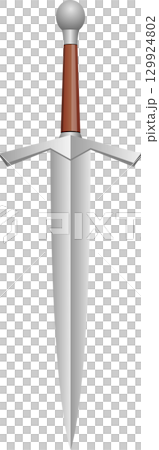 Detailed digital art of a medieval arming sword. Silver blade and guard, brown hilt and pommel. Detailed digital art of a medieval arming sword. Silver blade and guard, brown hilt and pommel. 129924802