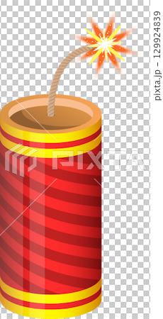 Illustration of a firecracker, lit and ready to explode. Festive symbol for celebration. 129924839