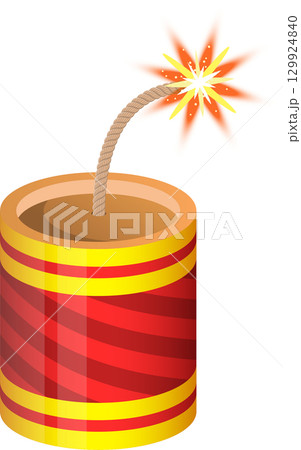 A cartoon depiction of a firework with a stylized fuse and vibrant yellow and red stripes. A cartoon depiction of a firework with a stylized fuse and vibrant yellow and red stripes. 129924840