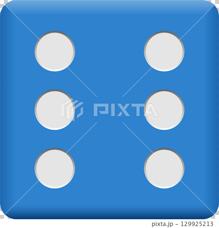 A vivid blue die shows the number six with white spots, evoking games of chance and strategy. A vivid blue die shows the number six with white spots, evoking games of chance and strategy. 129925213