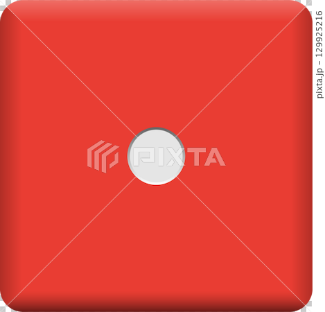Red die with a single white dot, representing the number one, used in games of chance. 129925216