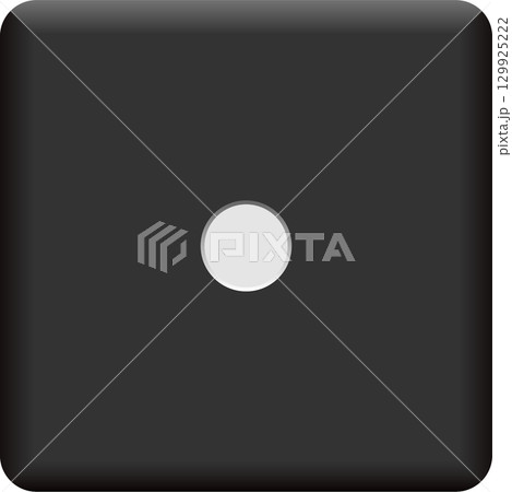 A black dice with one white pip centered on its surface, indicating a value of one. 129925222