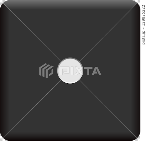 A black dice with one white pip centered on its surface, indicating a value of one. 129925222