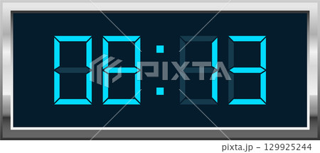 Digital display shows two zeroes on the left and the right side, separated by a colon. 129925244