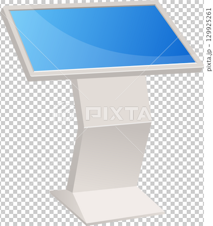 Illustration of a digital display kiosk for information, wayfinding, advertising, or public use. 129925261