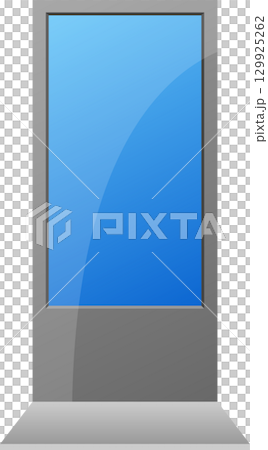 Illuminated display panel with sleek design and vibrant blue screen, perfect for advertising. Illuminated display panel with sleek design and vibrant blue screen, perfect for advertising. 129925262