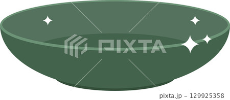 A verdant and gleaming bowl radiates cleanliness and freshness, ready for culinary creations. 129925358