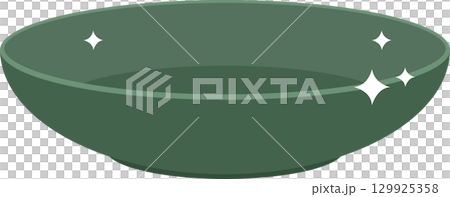 A verdant and gleaming bowl radiates cleanliness and freshness, ready for culinary creations. 129925358