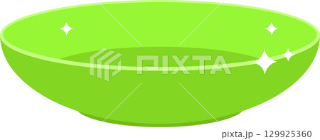A vibrant green bowl with a shiny finish, perfect for serving salads or displaying decorative items. 129925360