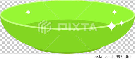 A vibrant green bowl with a shiny finish, perfect for serving salads or displaying decorative items. 129925360