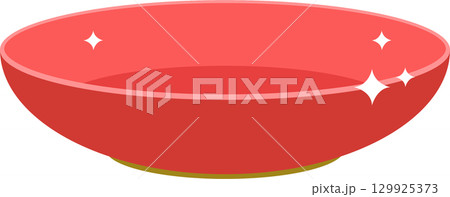 A red bowl shines with cleanliness, ready to hold a meal, snack, or decorative items. 129925373