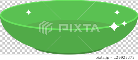 Clean green bowl with sparkles, ready for food or decoration, adding freshness to any setting. 129925375