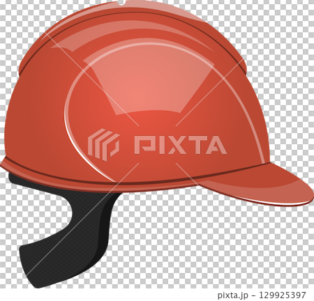 A vivid, bright red hard hat, safety gear designed to protect the head in hazardous environments. A vivid, bright red hard hat, safety gear designed to protect the head in hazardous environments. 129925397
