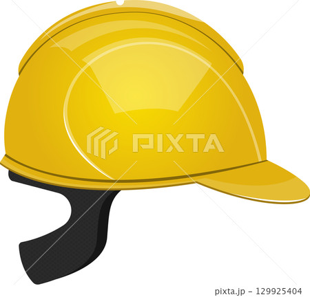 Bright yellow hard hat offering safety and protection for construction and industrial work. Bright yellow hard hat offering safety and protection for construction and industrial work. 129925404