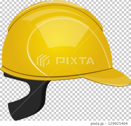 Bright yellow hard hat offering safety and protection for construction and industrial work. Bright yellow hard hat offering safety and protection for construction and industrial work. 129925404