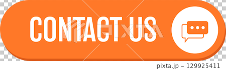Orange button says "Contact Us" with a message bubble icon to the right of the words. 129925411