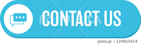 Blue contact button with speech bubble icon and 'Contact Us' text in white, rounded edges 129925414