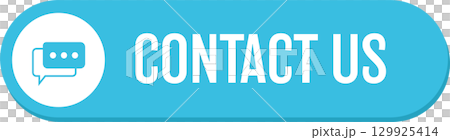 Blue contact button with speech bubble icon and 'Contact Us' text in white, rounded edges 129925414