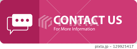 Contact for information. Messaging bubble for communication. Fuchsia background, white text. Contact for information. Messaging bubble for communication. Fuchsia background, white text. 129925417