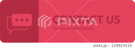 An abstract message bubble and the words "Contact Us" on a red background. Information. 129925419