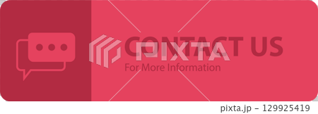 An abstract message bubble and the words "Contact Us" on a red background. Information. 129925419