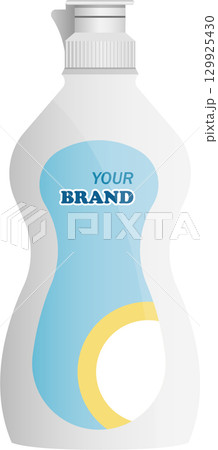A clean white bottle designed for liquid household cleaning products like dish soap or sanitizer. A clean white bottle designed for liquid household cleaning products like dish soap or sanitizer. 129925430