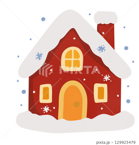 winter house with a roof 129925479