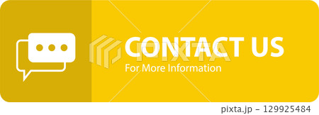 Contact Us: Find out more information with a bright, inviting yellow interface with chat bubble. 129925484