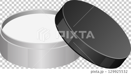 Open container with a gray base and dark gray lid, possibly holding a beauty or skincare product. 129925532