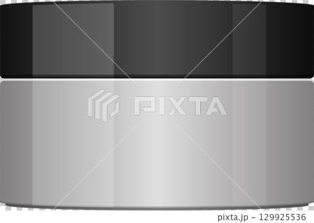 A container, likely for cosmetic or food, with a dark lid and a light-colored container base. A container, likely for cosmetic or food, with a dark lid and a light-colored container base. 129925536