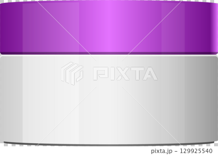Simple white jar container with a lavender-purple lid, useful for skincare or cosmetic products. 129925540