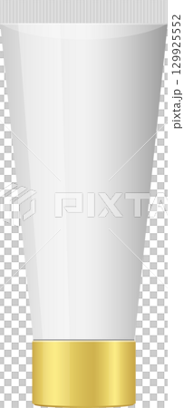 White tube packaging with gold cap for cosmetic or pharmaceutical product. Simple vector design. 129925552