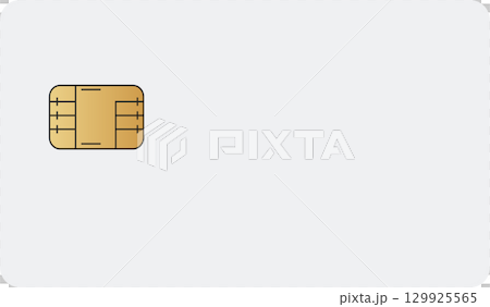 A light gray smart card with a gold integrated chip for secure data storage and authentication. 129925565