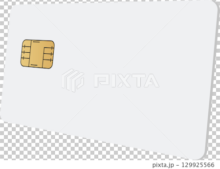 A blank white plastic card with a chip on the top left corner, lying at an angle to show depth 129925566