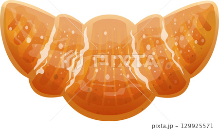 Golden-brown pastry art: a flaky, crescent-shaped treat, glazed and speckled, radiating warmth 129925571