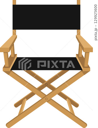 Classic director's chair: wood frame, black canvas seat. A symbol of cinema, filmmaking, and artistry. Classic director's chair: wood frame, black canvas seat. A symbol of cinema, filmmaking, and artistry. 129925600