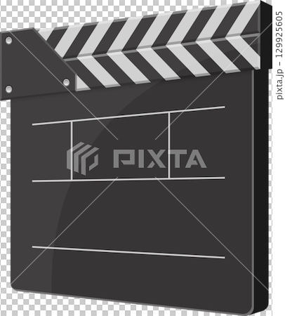 The black and white film slate is ready for action, signaling the start of a new scene. 129925605