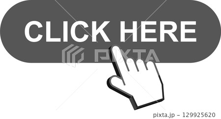 A hand hovers over a clickable button encouraging user engagement and interaction online. 129925620