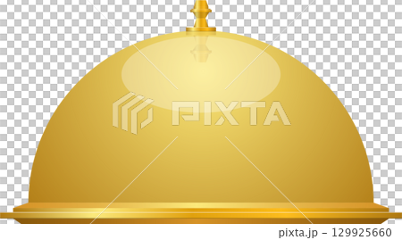 Golden serving dome, perfect for unveiling a culinary masterpiece or protecting precious cargo. Golden serving dome, perfect for unveiling a culinary masterpiece or protecting precious cargo. 129925660