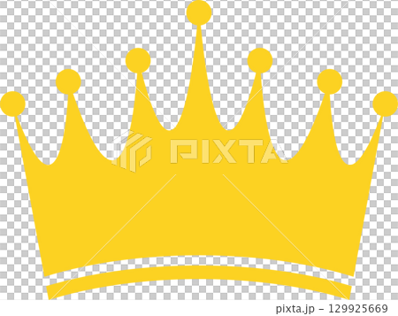 A shining gold crown, symbol of royalty and power, set against a stark black background. 129925669